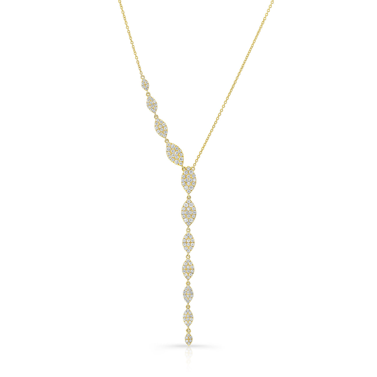 JustDesi Pave Marquise Drop Necklace in Yellow Gold