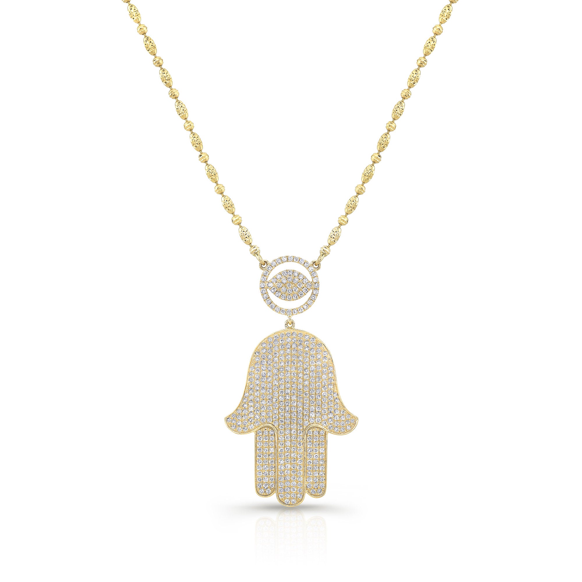 JustDesi Signature Hamsa Necklace in Yellow Gold