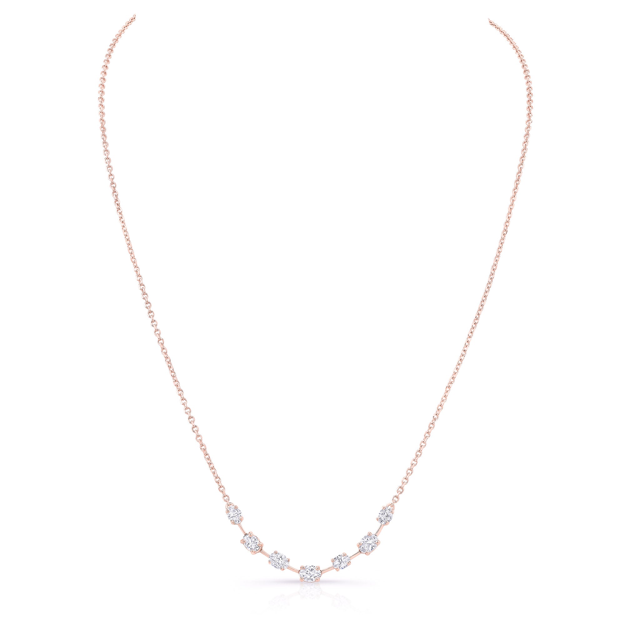 JustDesi Prong Set Oval Station Necklace in Rose Gold
