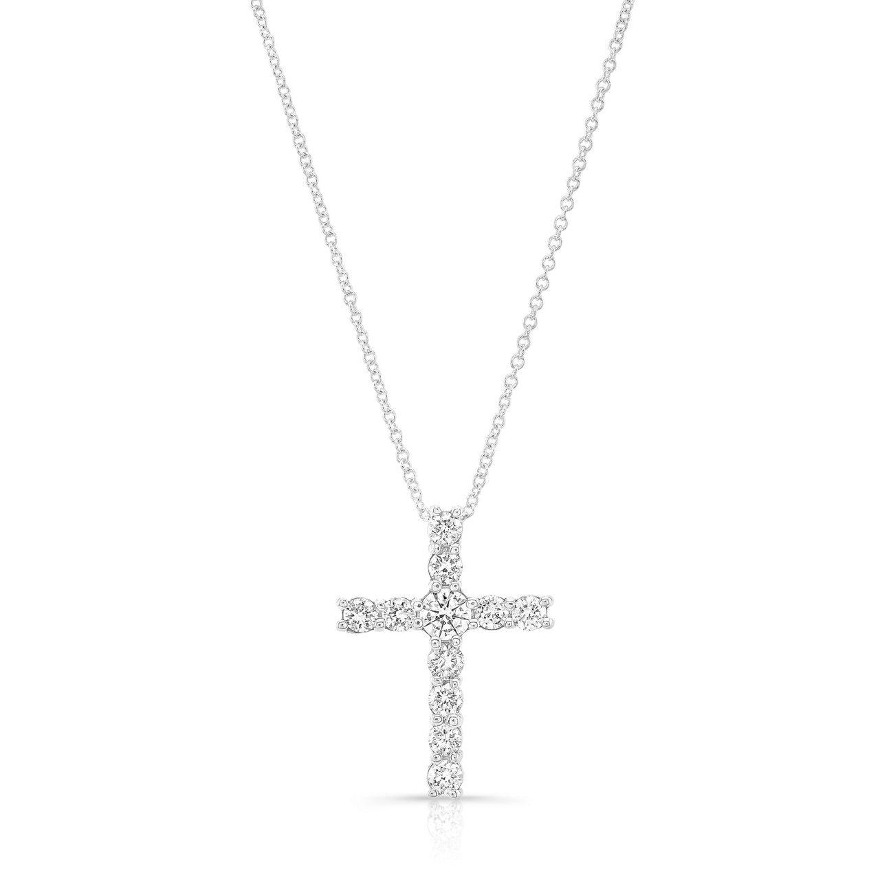 JustDesi Prong Set Diamond Cross Pendant in White Gold