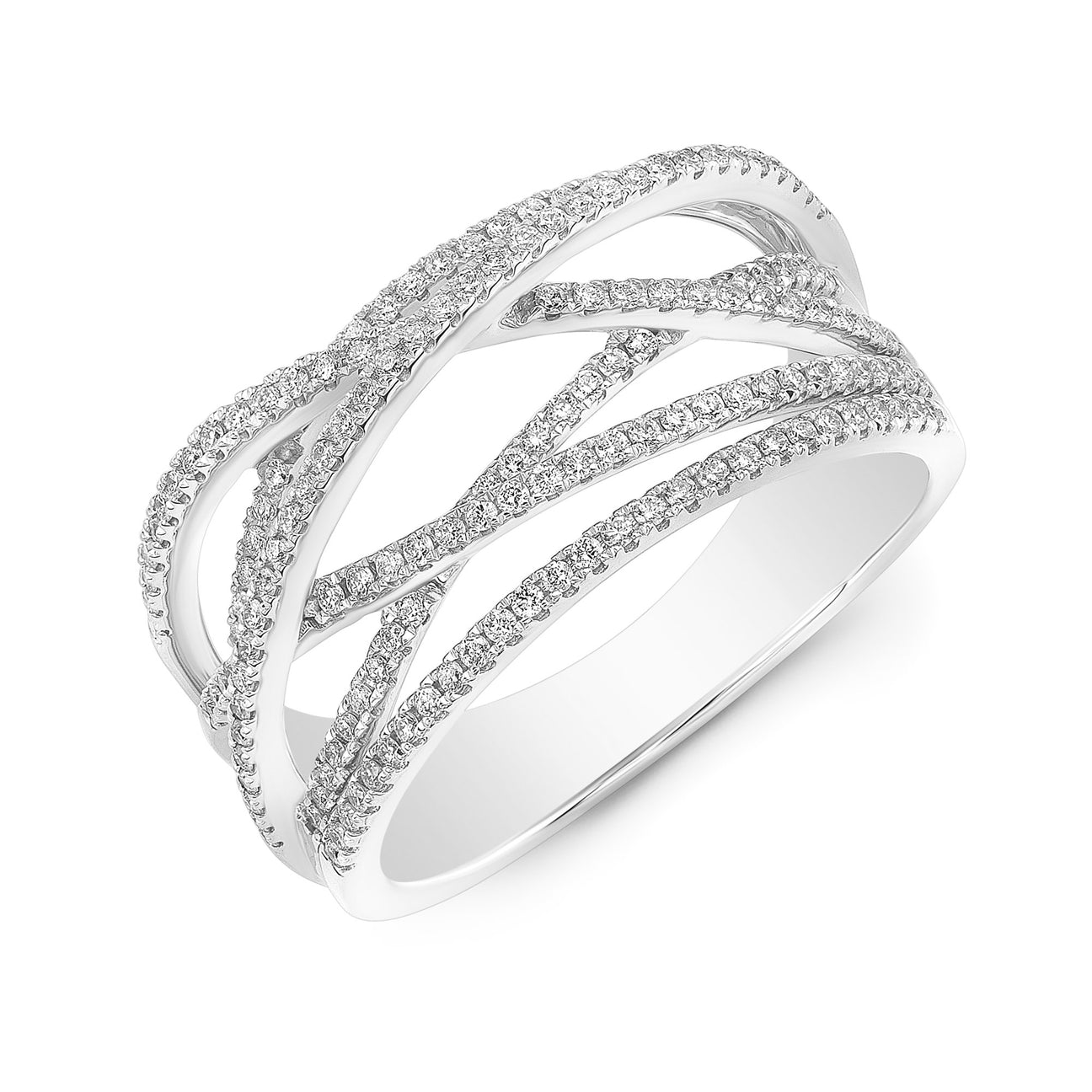 JustDesi Crossover Diamond Ring in White Gold