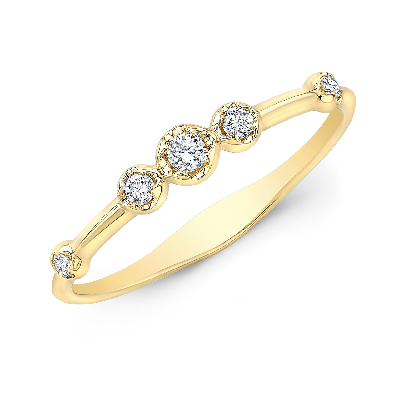 JustDesi Scattered Bezel Stackable Band in Yellow Gold