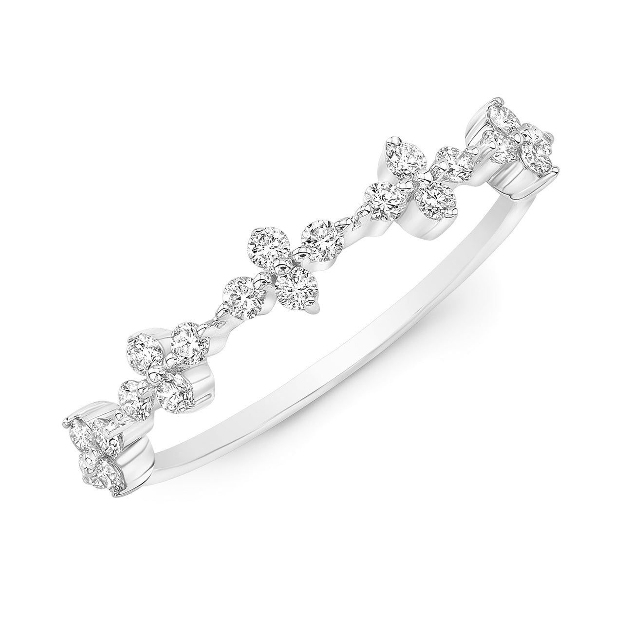 JustDesi Diamond Florentine Stackable Band in White Gold