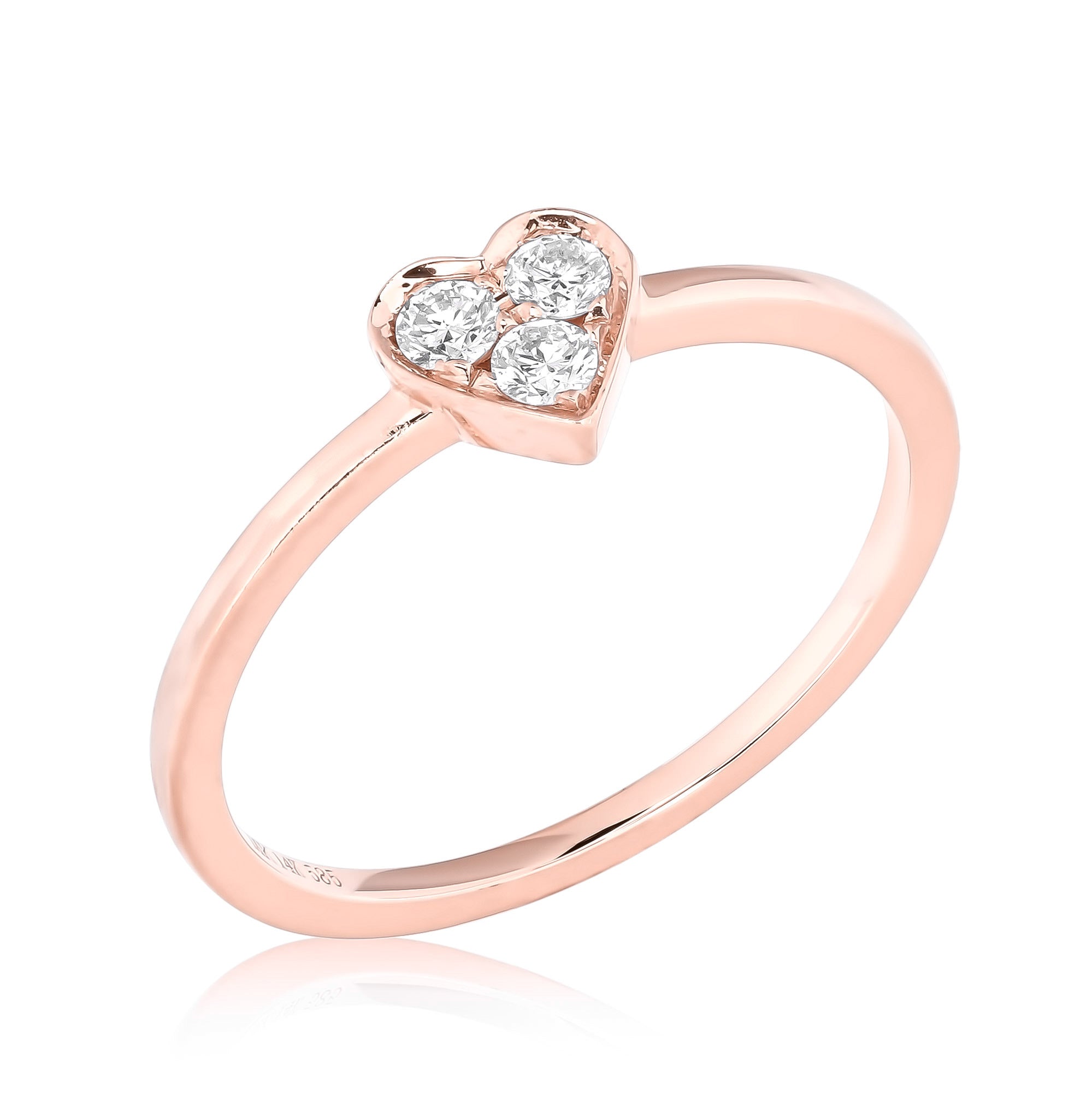 JustDesi Diamond Heart Ring in Rose Gold