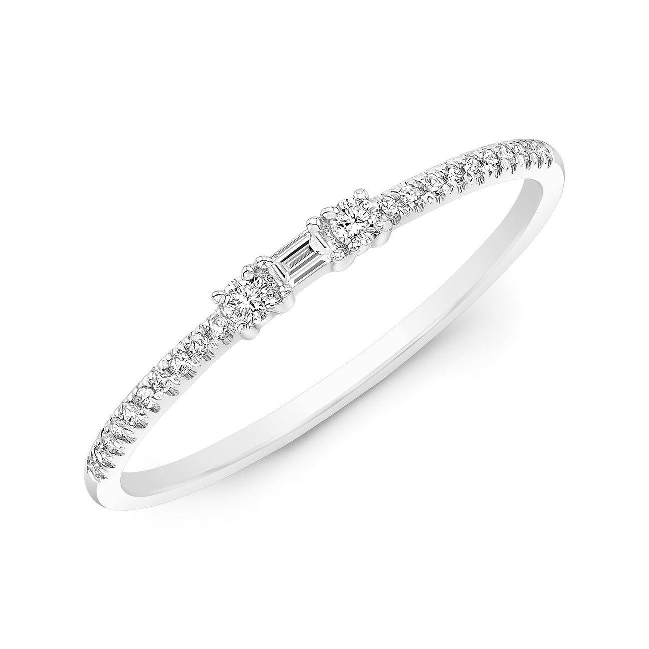 JustDesi Stackable Baguette Wedding Band in White Gold