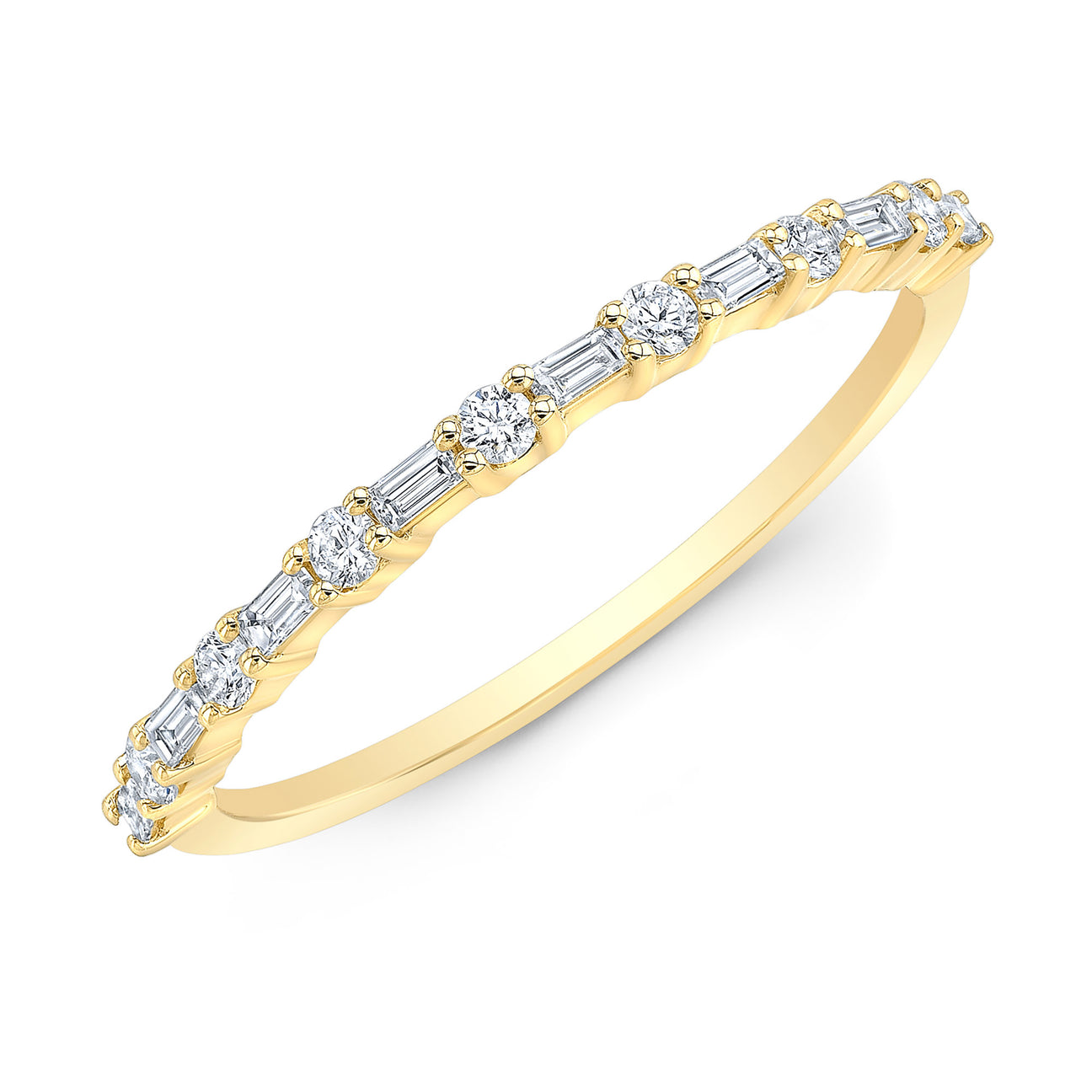 JustDesi Baguette Stackable Band in Yellow Gold