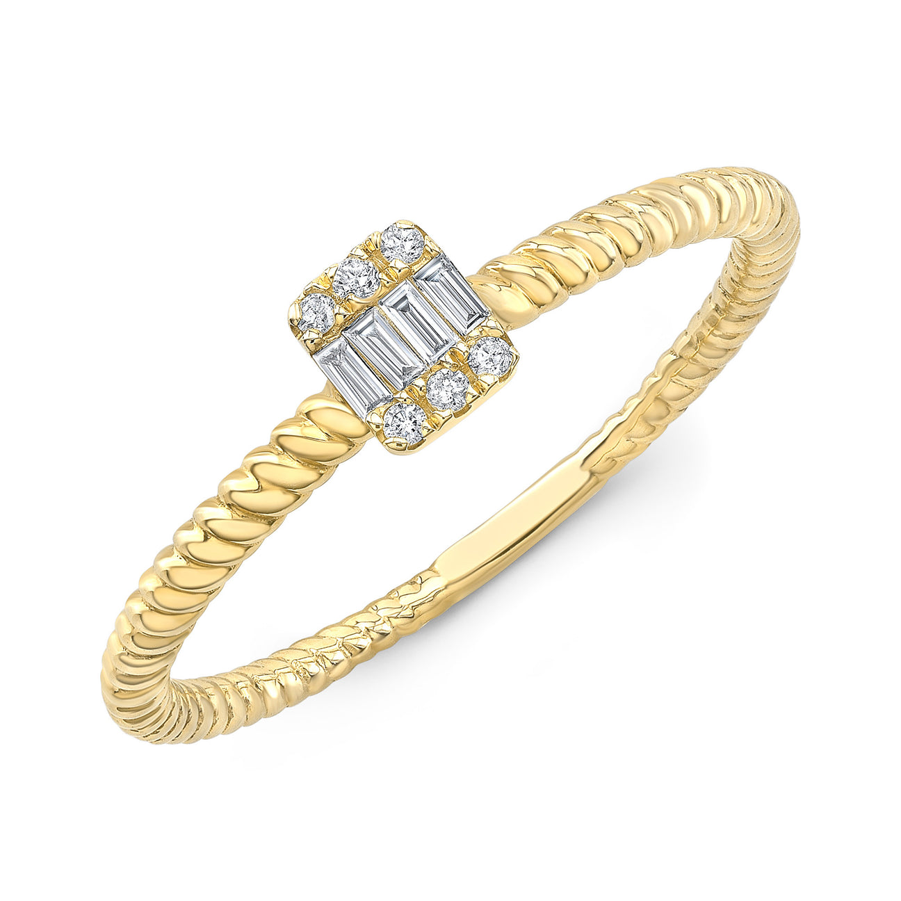 JustDesi Petite Baguette Cluster Ring in Yellow Gold