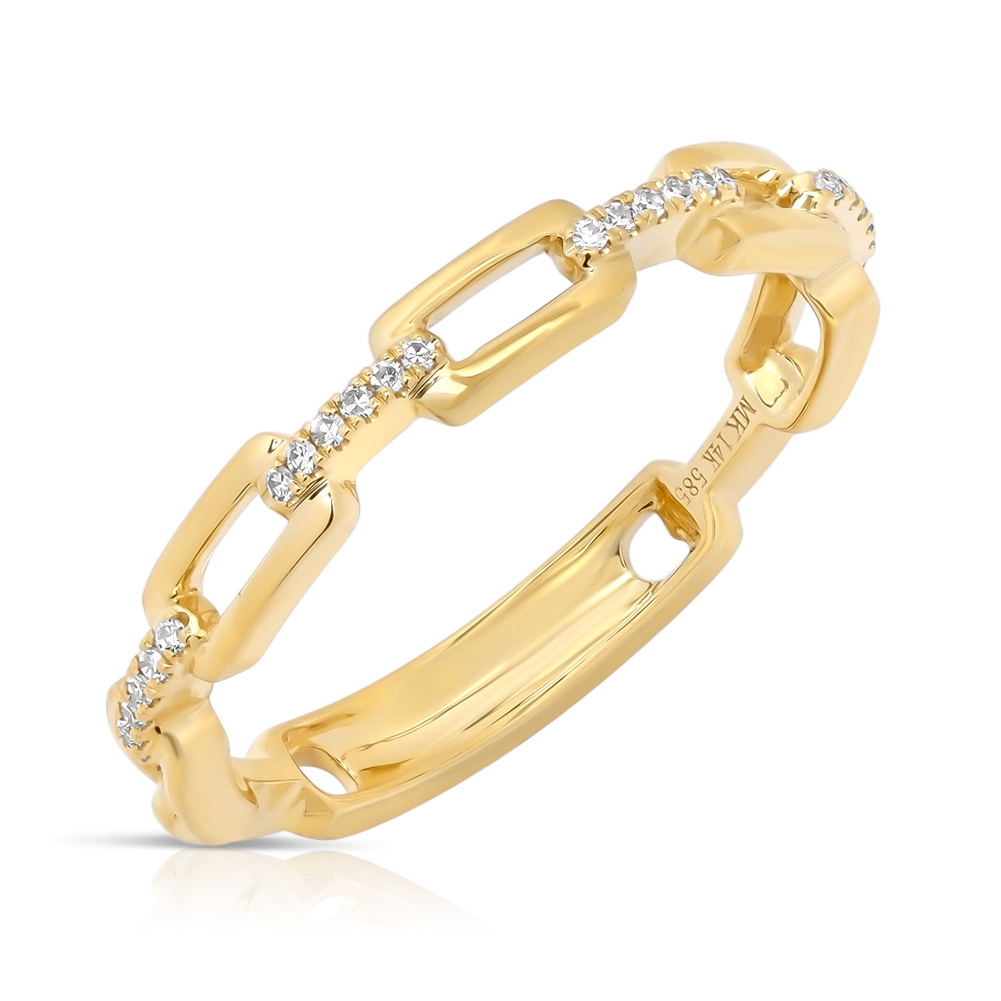 JustDesi Paper Clip Link Diamond Band in Yellow Gold $395