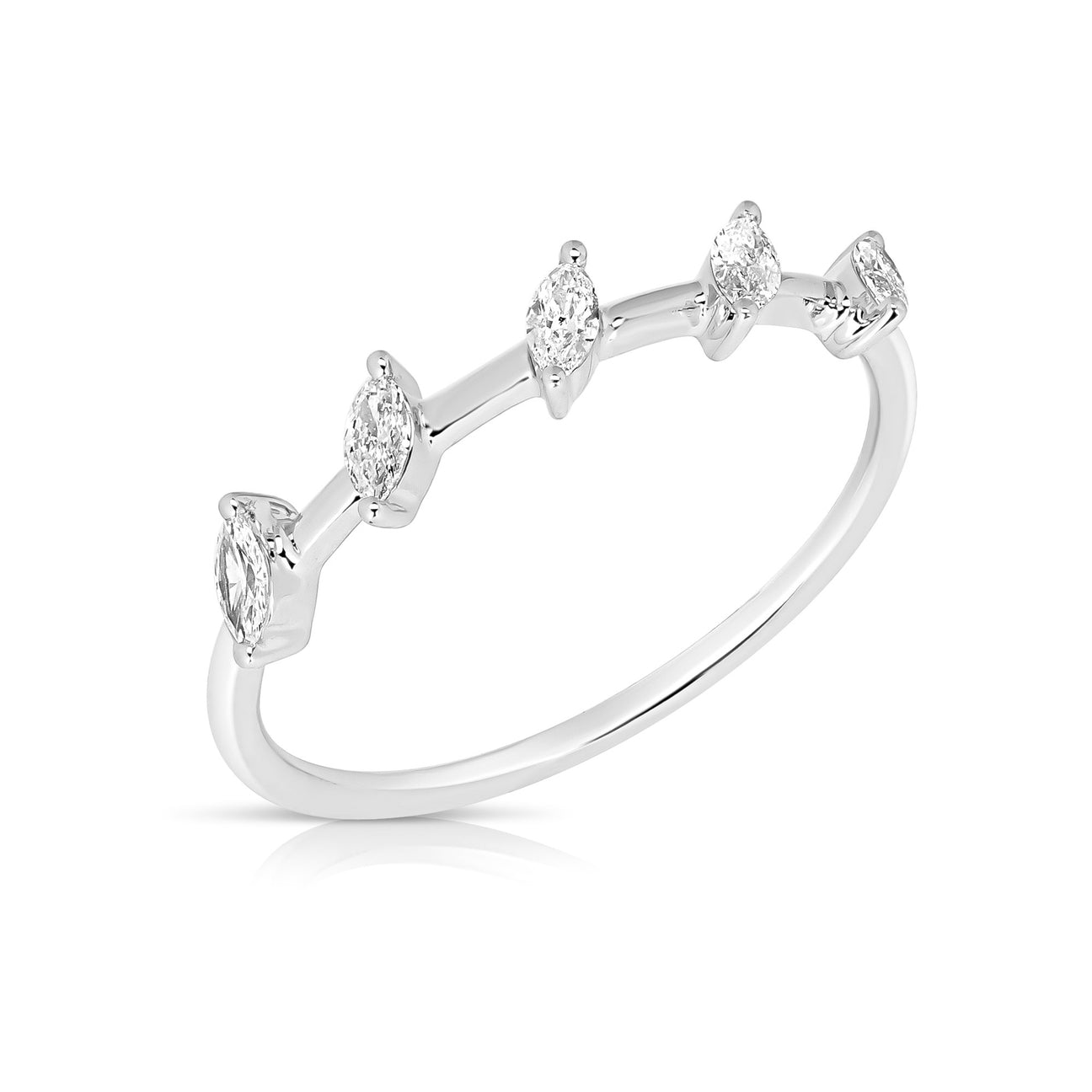 JustDesi Angled Marquise Motif Stackable Band in White Gold