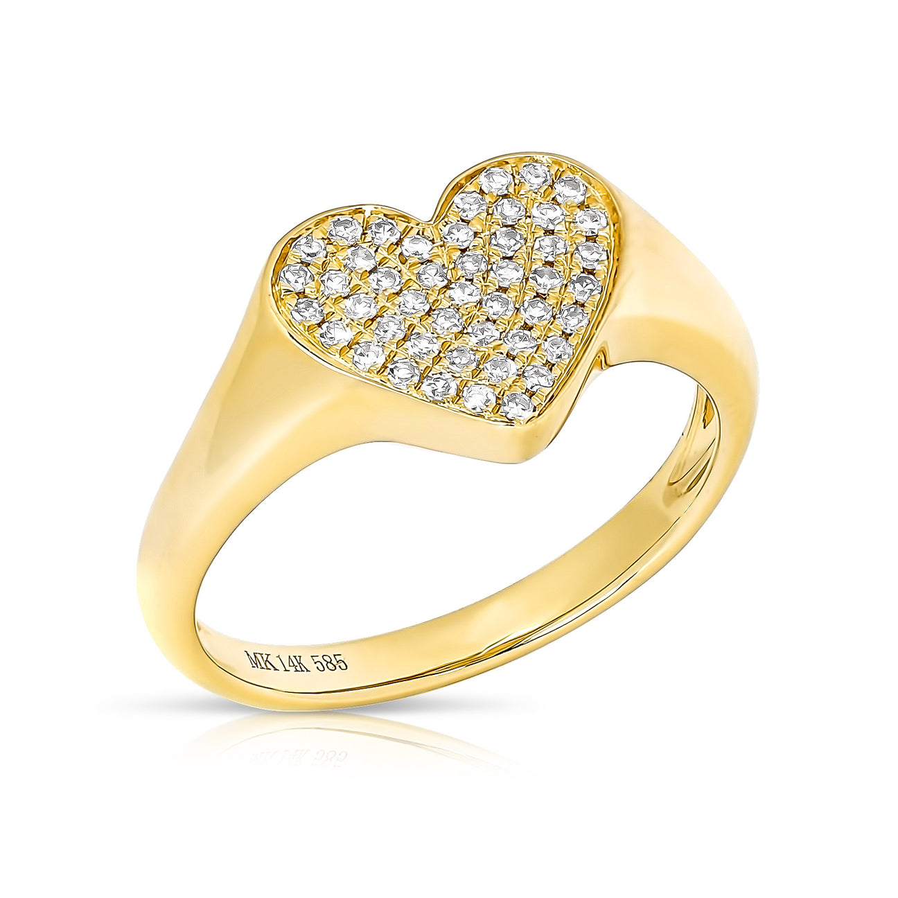 JustDesi Diamond Heart Shaped Pinky Ring in Yellow Gold