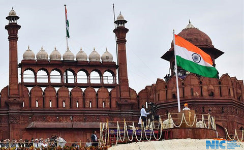 Flag hoisting outside The Red Fort