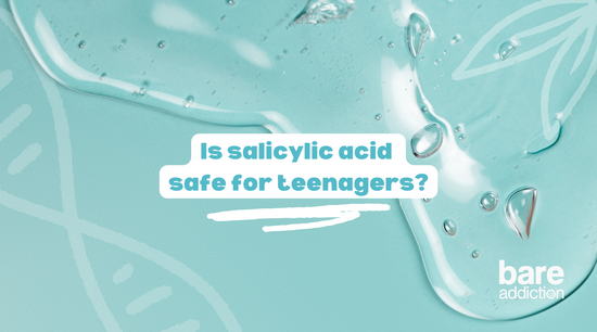 Image: Salicylic acid shown in liquid formation. Text: Is salicylic acid safe for teenagers?