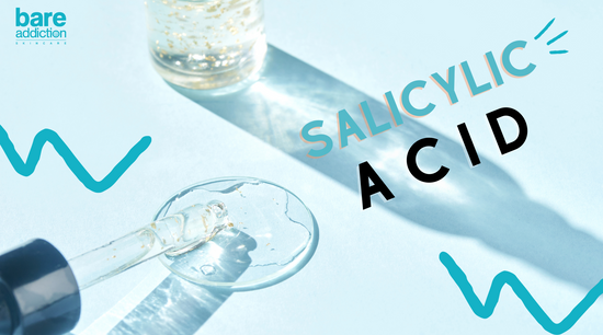Image: Salicylic Acid in liquid form. Text: Salicylic Acid.