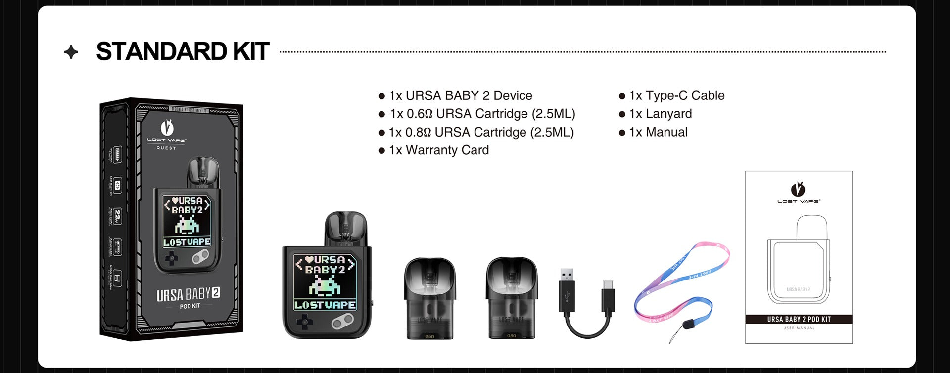 Lost Vape Ursa Baby 2 Pod System Kit 900mAh