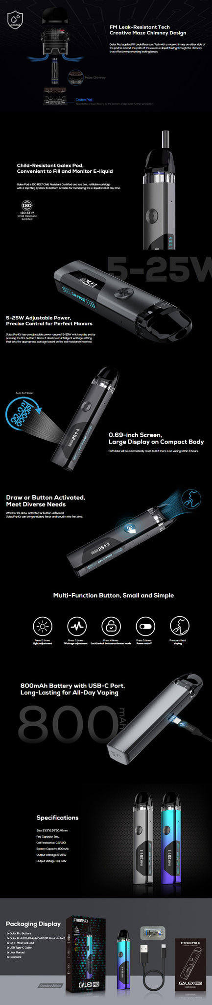 Freemax Galex Pro Pod System Kit 800mAh