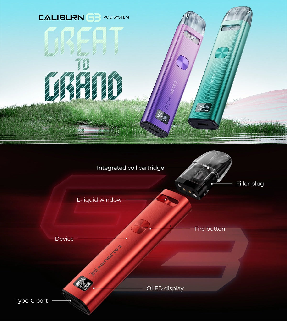 Uwell Caliburn G3 ECO Pod System Kit 750mAh