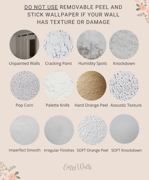 Don't use removable peel and stick wallpaper if your wall has texture or damage