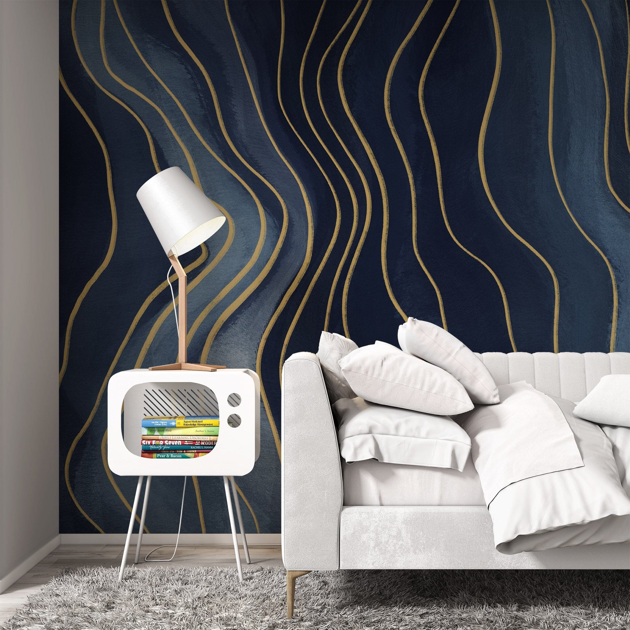 Navy Blue Pattern Removable Wallpaper – EazzyWalls