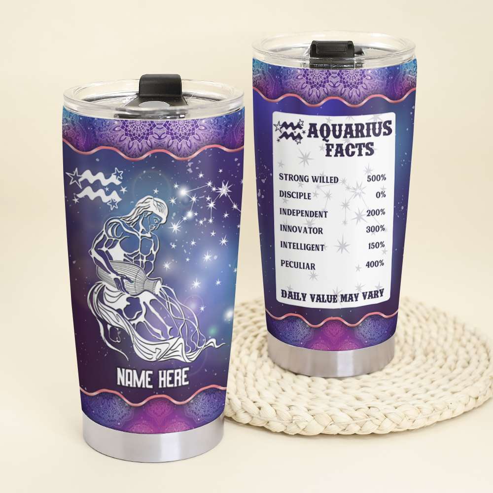 Zodiac Custom Insulated Tumbler With Straw Large Iced Coffee Cup