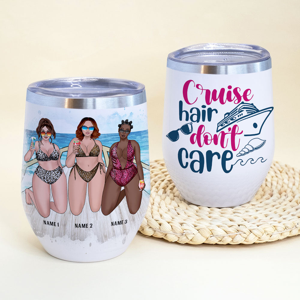 Personalized Bikini Girls Trip Wine Tumbler - Oh Ship It's A Girls