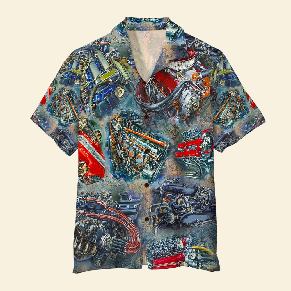 Custom Racing Photo Hawaiian Shirt, Seamless Tree Pattern, Summer
