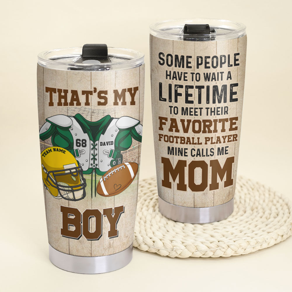 Football Mom Tumbler Cup, “My Heart is on that Field”