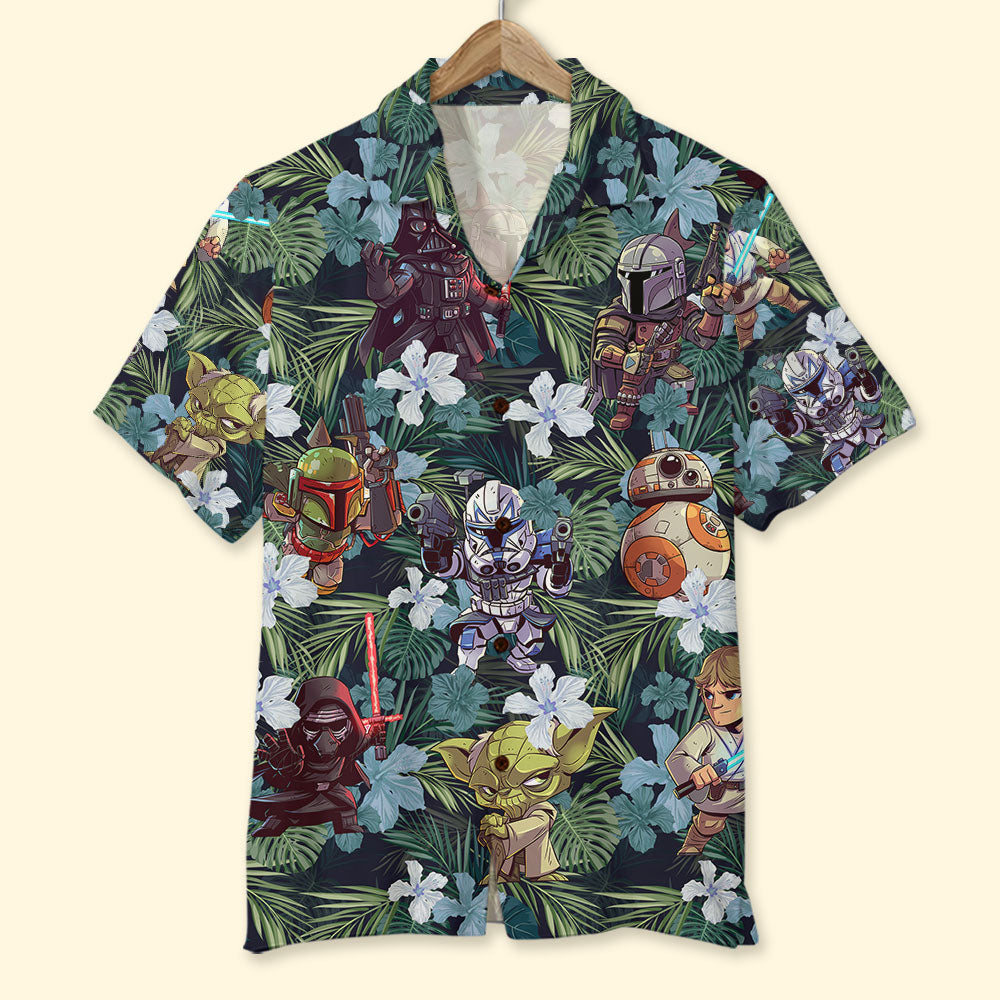 HOT Star Wars Characters Blue Flower Pattern Hawaii Shirt1