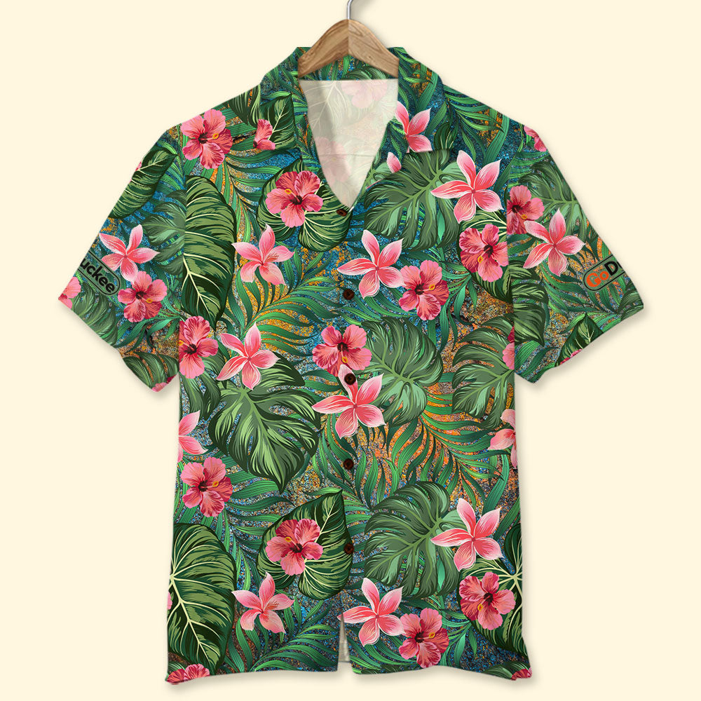 GoDuckee Hawaiian Tiki with Tropical Pattern - Hawaiian Shirt, Aloha Shirt