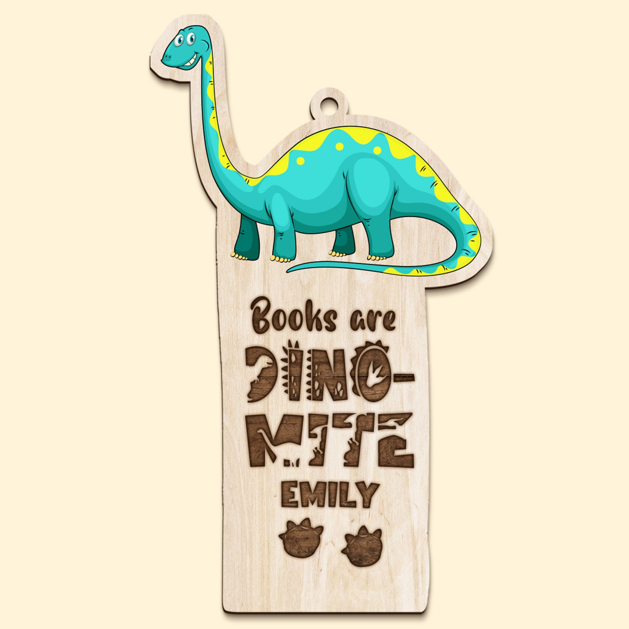 Reading Is Roarsome Personalized Dinosaur Wooden Bookmark Gift For