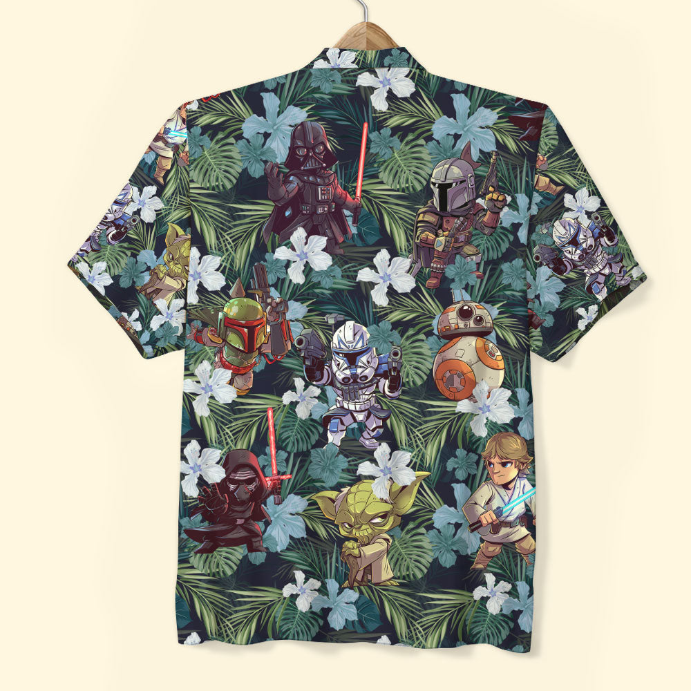 HOT Star Wars Characters Blue Flower Pattern Hawaii Shirt2