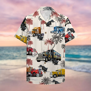 Truck With Duck Pattern Hawaiian Shirt, Aloha Shirt - Summer Gift For Trucker