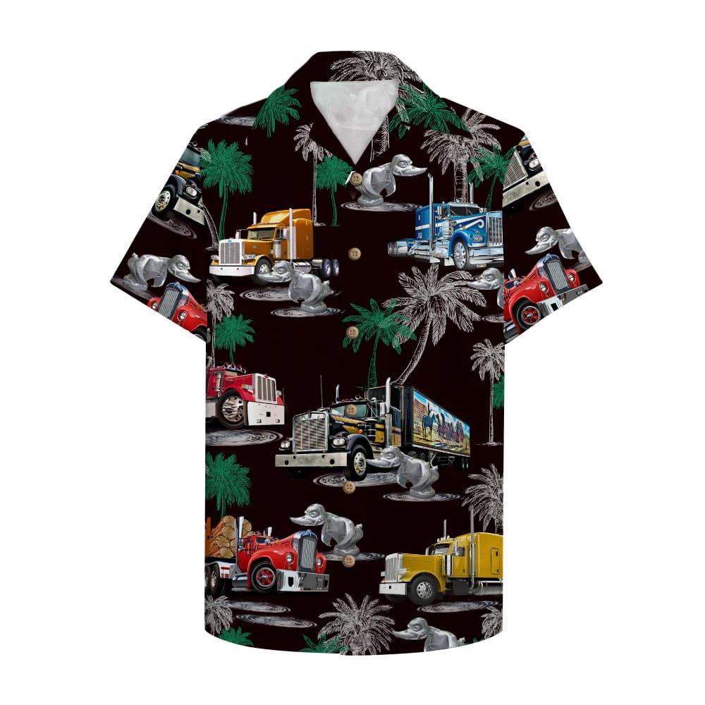 Trucker Truck pattern Hawaiian Shirt, Aloha Shirt - GoDuckee