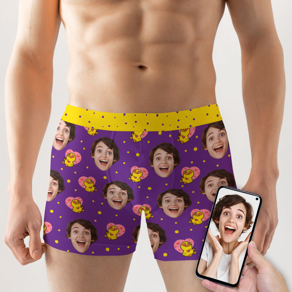 Custom Girlfriend Face, Men Boxer Briefs Tropical Pattern, Funny