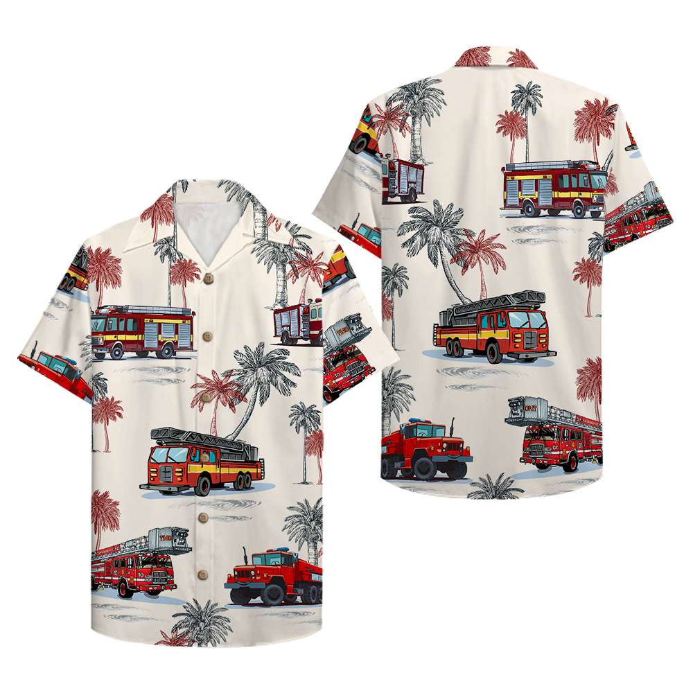 HOT Firefighter Fire Truck Pattern Hawaii Shirt1