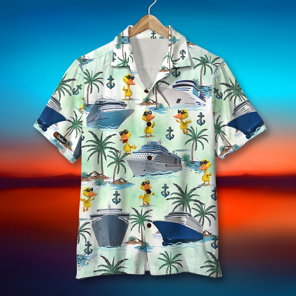 HOT Cruising Duck Palm Tree Pattern Hawaii Shirt, shorts2