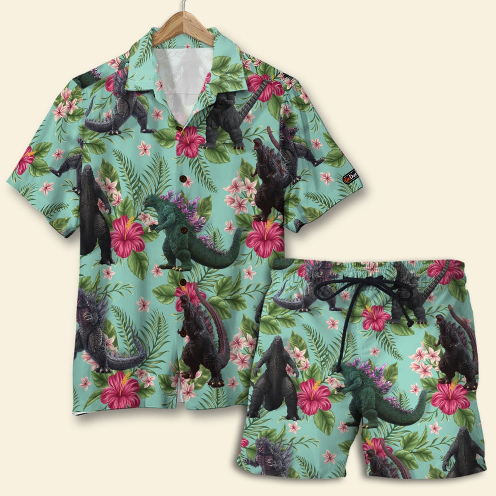 HOT Godzilla Tropical Floral Pattern Hawaii Shirt, Shorts1