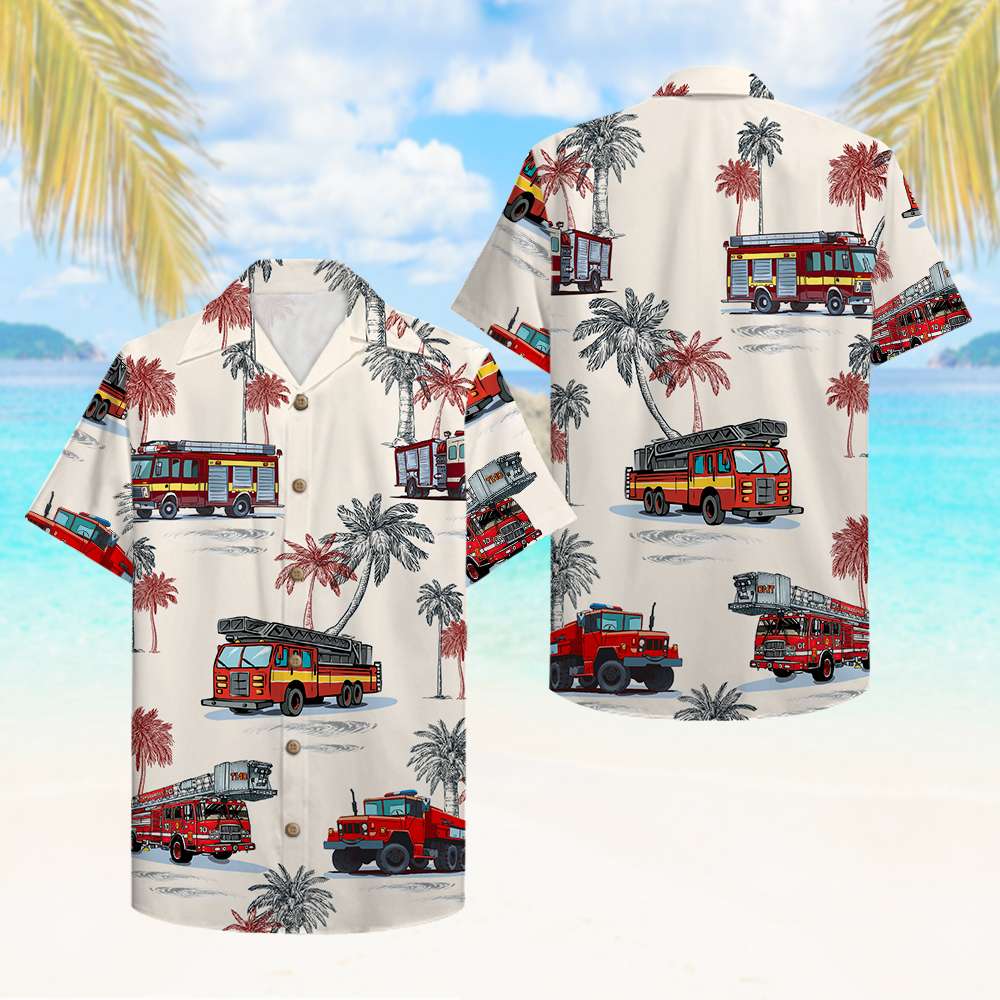 HOT Firefighter Fire Truck Pattern Hawaii Shirt2