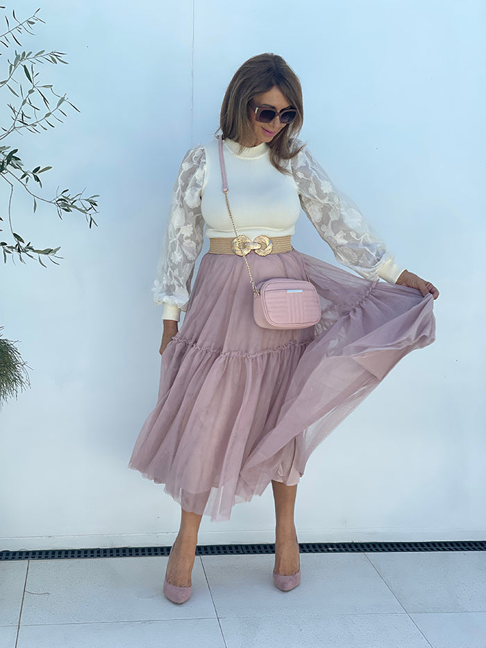 Nude Tulle Skirt