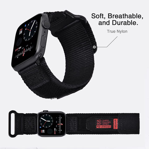 Nereides Rugged Black Nylon Apple Watch Band