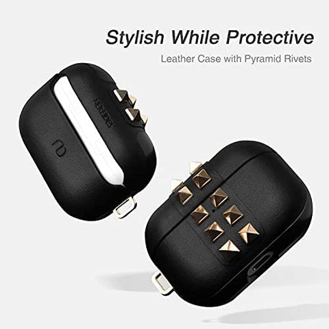 Nereides Rivets Faux Leather AirPods Pro Black Case