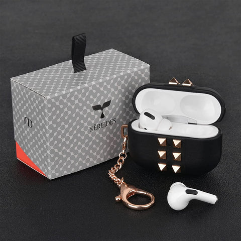 Nereides Rivets Faux Leather AirPods Pro Black Case