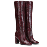 Saint Emily Burgundy Vegan Leather Knee High Boots