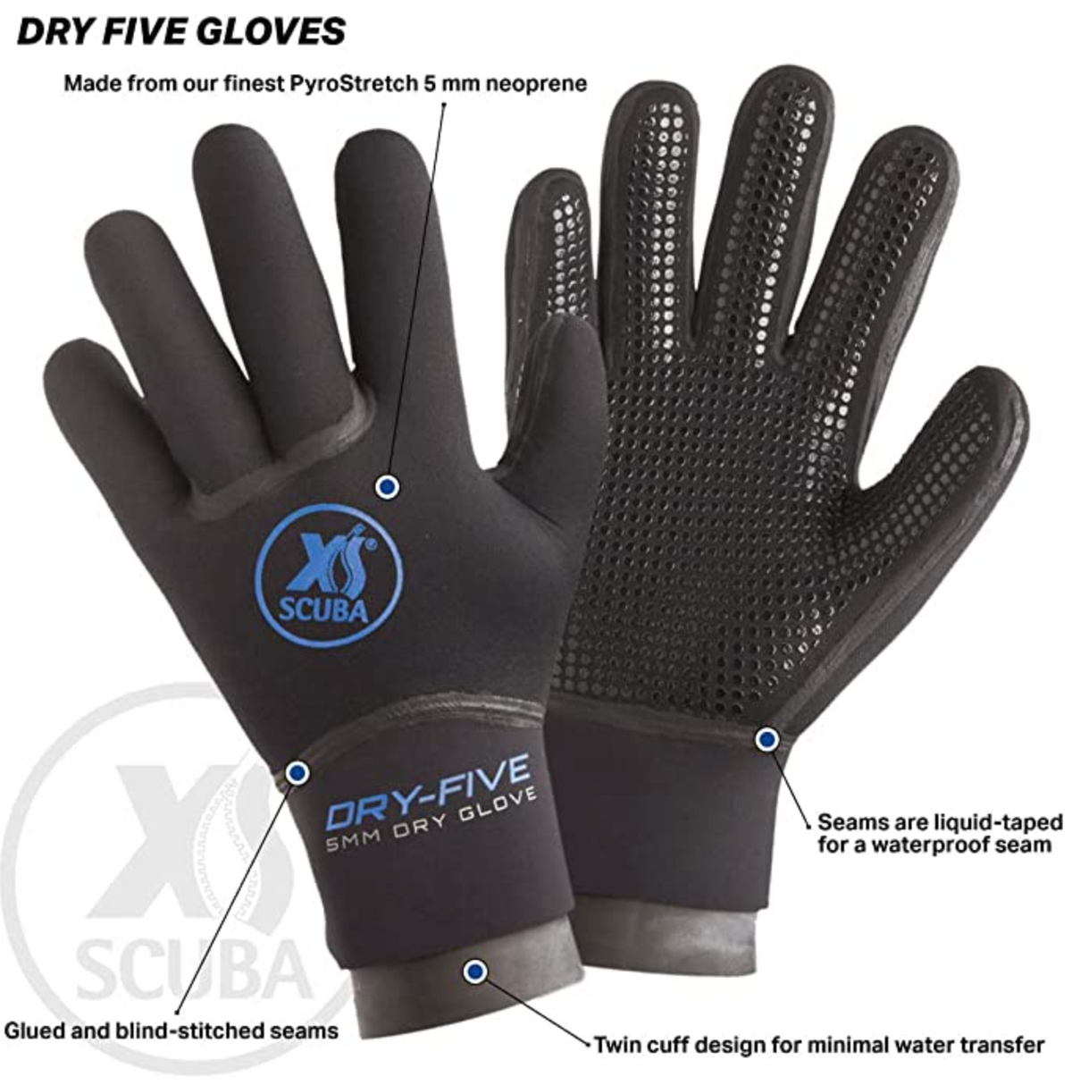 XS scuba dry five gloves