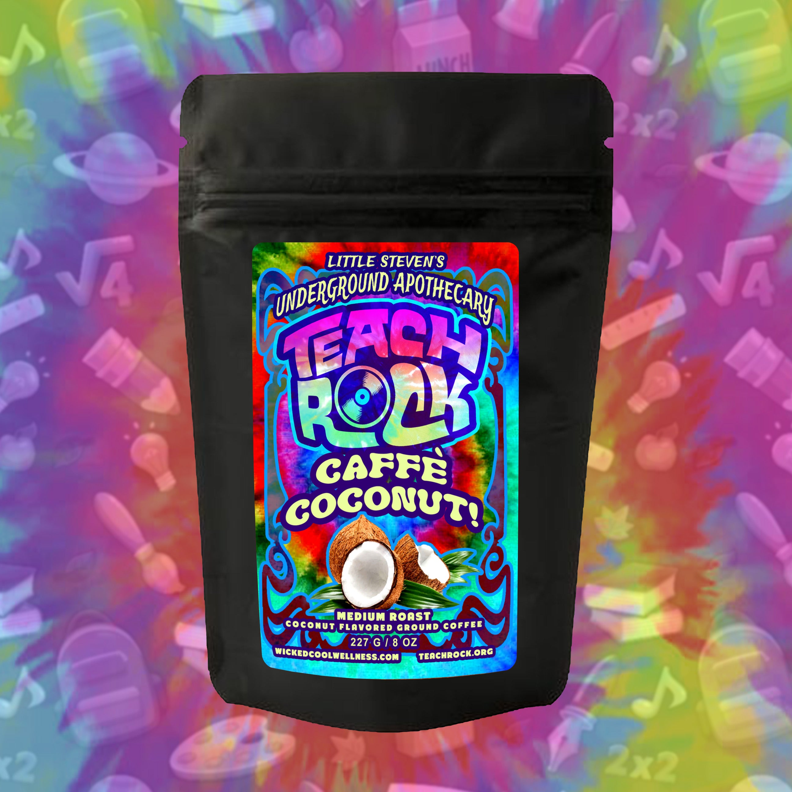 TeachRock Caffè Coconut Medium Roast Coconut Flavored Ground Coffee (8 OZ) - Wicked Cool Wellness product image