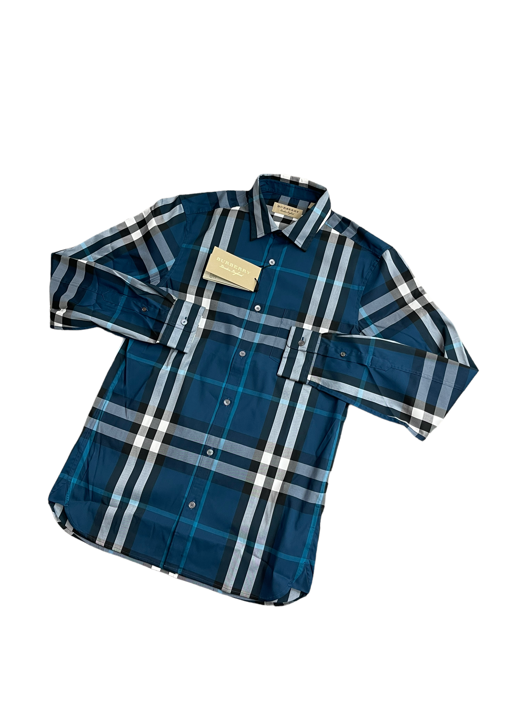 BURBERRY LONDON LONGSLEEVE CHECK SHIRT - BLUE – SGN CLOTHING