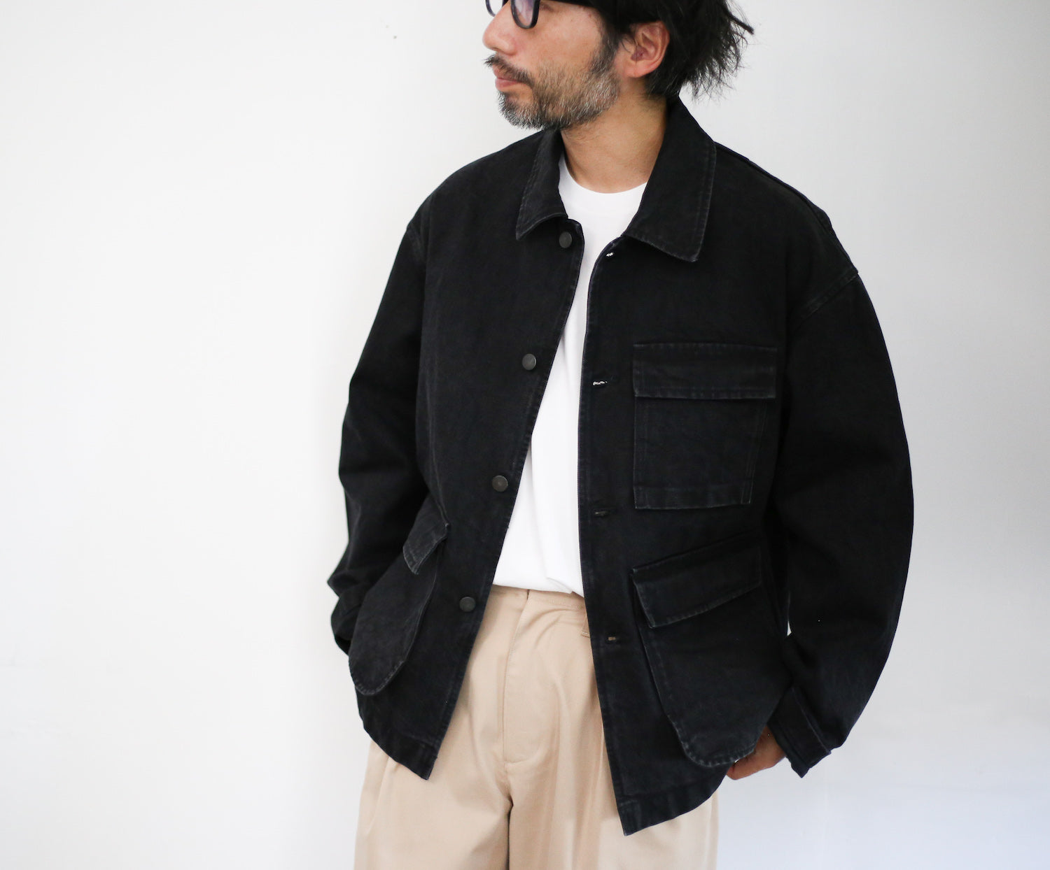 kontor / DENIM COVERALL JACKET & DENIM TAPERED PANTS