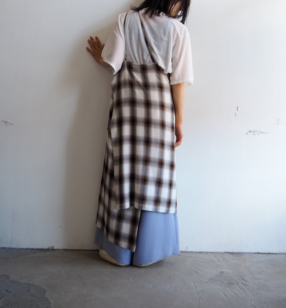 【新品】pheeny omble check apron dress Brown