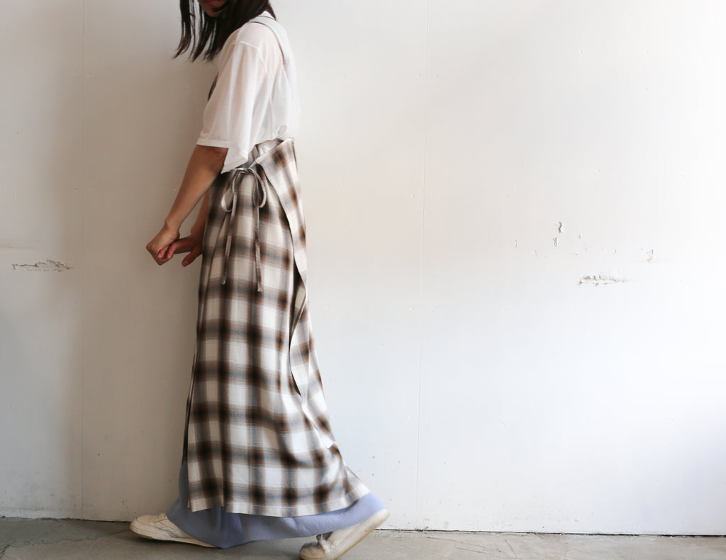 【新品】pheeny omble check apron dress Brown