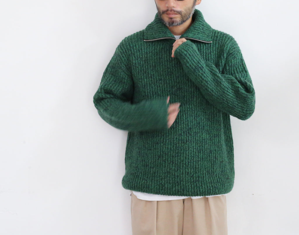 WOOL BABY ALPACA KINT ZIP TURTLE オーラリー ジップタートルプル