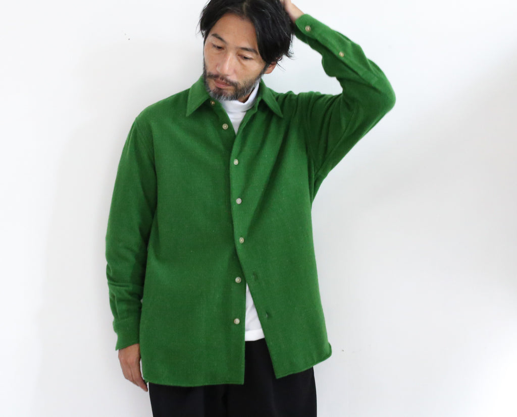 オーラリーWOOL CASHMERE LIGHT TWEED SHIRT襟レギュラーカラー